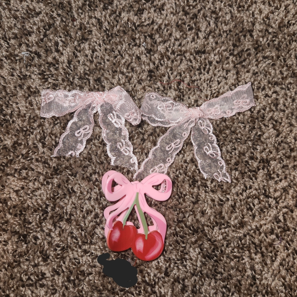 5 below viral cherry hair clip pink lace bow set